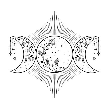 Triple Moon Goddess Symbol Vector Free | AI, SVG and EPS