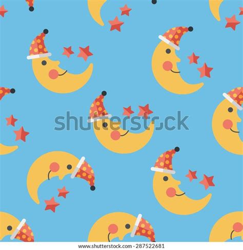 Moonstar Flat Iconeps10 Seamless Pattern Background Stock Vector