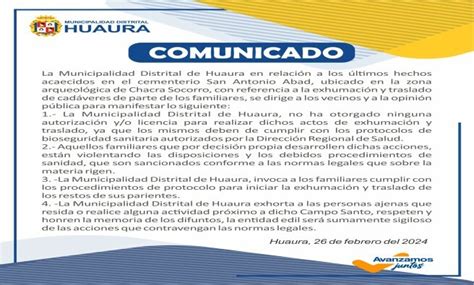 Comunicado Campañas Municipalidad Distrital de Huaura