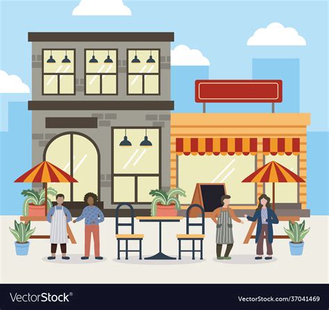 People And Stores Royalty Free Vector Image Vectorstock