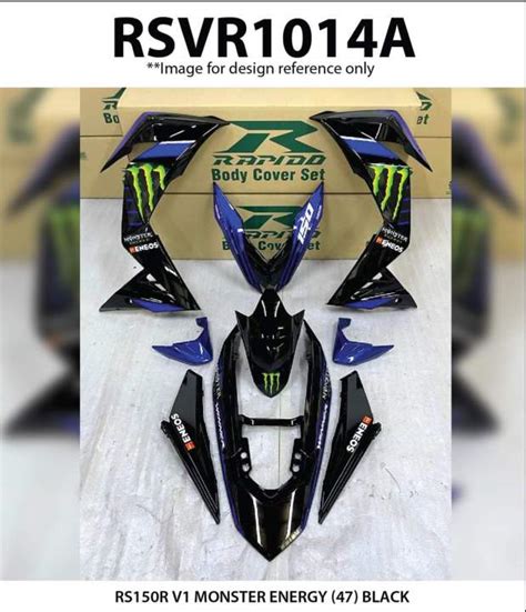 Rapido Cover Set Honda RS150R V1 V2 V3 Monster Energy 47 Black RS150