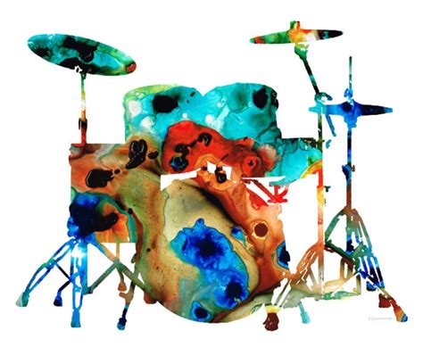 Drums Art PRINT From Painting Drum Set Rock and Roll Band | Etsy