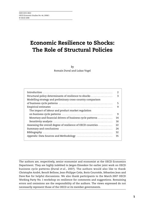 Pdf Economic Resilience To Shocks The Role Of Structural Policies