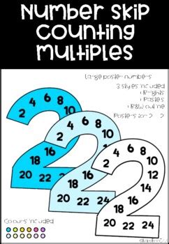 Number Multiples Poster Brights Pastels Outline By Miss Bee