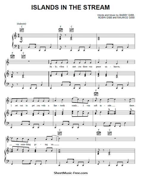 Islands In The Stream Sheet Music Dolly Parton - ♪ SHEETMUSIC-FREE.COM