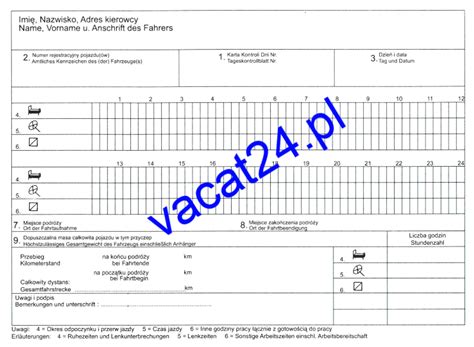 Książka kontroli czasu pracy kierowcy KONTROLLBUCH Tageskontrollblätter