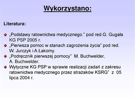 Kurs Stra K W Ratownik W Osp Temat Elementy Pierwszej Pomocy Ppt