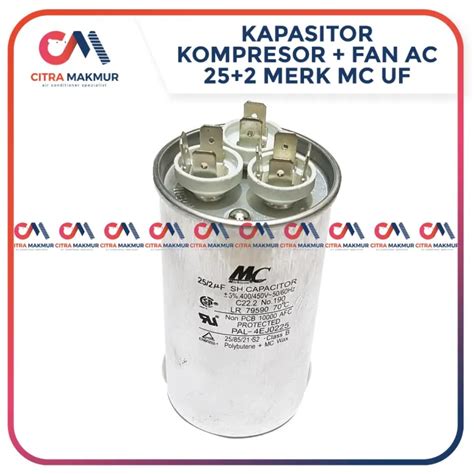 Kapasitor AC Double 25 2 UF MC Capasitor Air Conditioner Kompresor