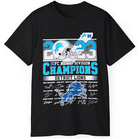 Detroit Lions 2023 Nfc North Champions Signature Shirt Tokopyramid