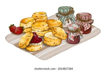 British Scone Set Clotted Cream Homemade Stock Illustration 2014827284 ...