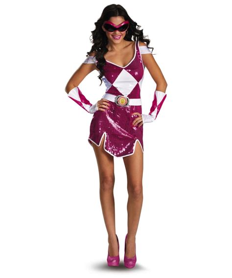 Adult Pink Ranger Glam Movie Superhero Costume - Women Costumes