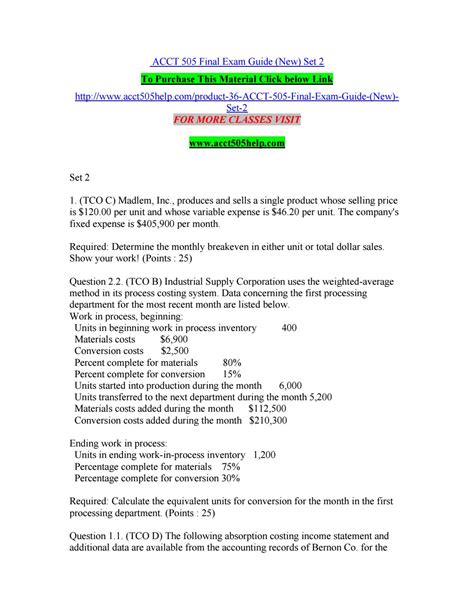 Acct 505 Final Exam Guide New Set 2 By Beyourself73 Issuu