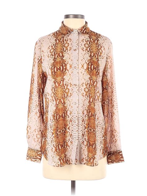 Rachel Zoe 100 Polyester Tan Long Sleeve Blouse Size S 95 Off Thredup