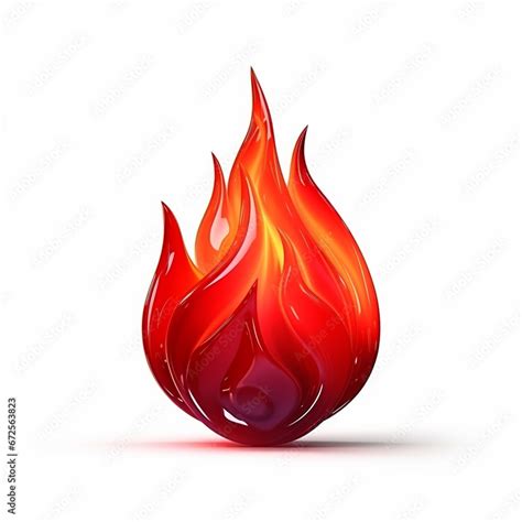 3d Fire Flame Icon With Burning Red Hot Sparks Isolated On White Background Ai Technology Stock