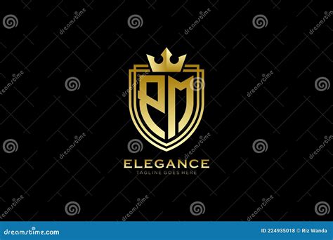 Initial Pm Elegant Luxury Monogram Logo Or Badge Template With Scrolls