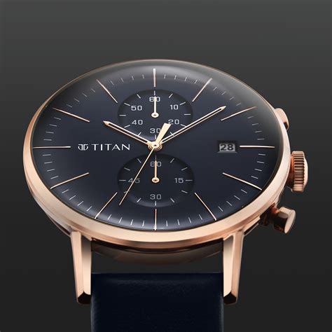 Buy Online Titan Infinity Display Blue Dial Chronograph Leather Strap ...