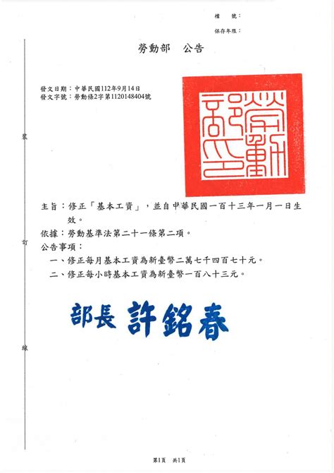 勞動部自113年1月1日起 基本工資調整 享新聞