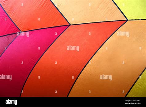 Closeup Image Shows Pattern On A Colorful Hot Air Baloon Being Inflated Stock Photo Alamy