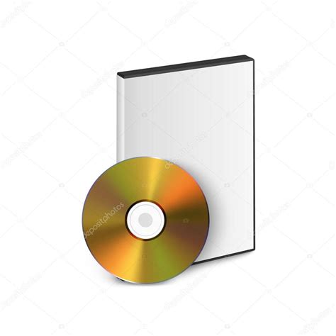 Vector 3d realista CD de oro DVD con cubierta de plástico sobre caso