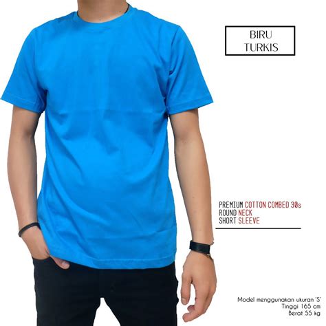 Jual Kaos Polos Biru Turkis Tua Cotton Combed S Aferia Store Shopee