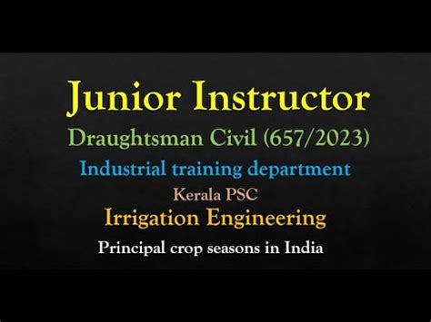 Junior Instructor Draughtsman Civil Industrial Training