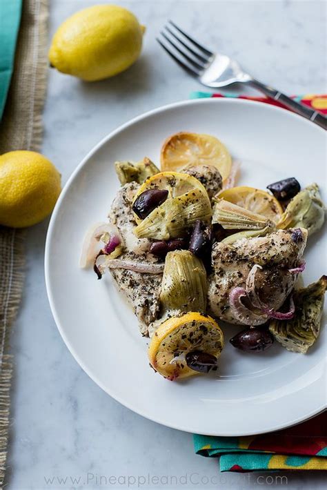 Oven Roasted Lemon Chicken Thighs With Artichokes And Kalamata Olives