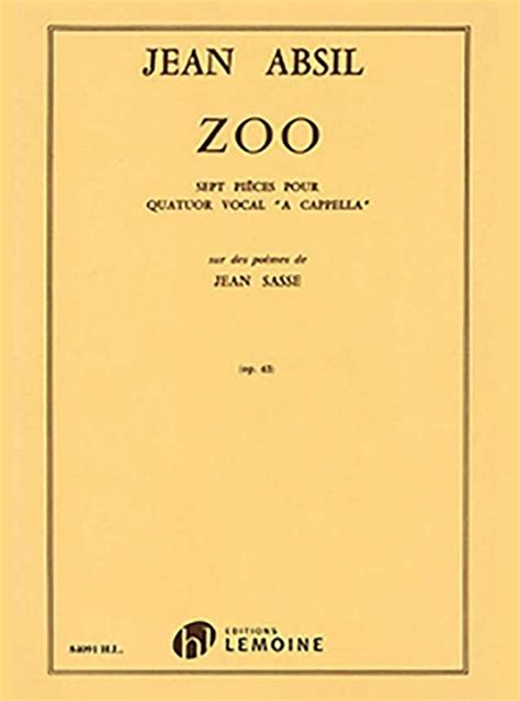 Zoo op 63 von Jean Absil Noten für gemischten Chor