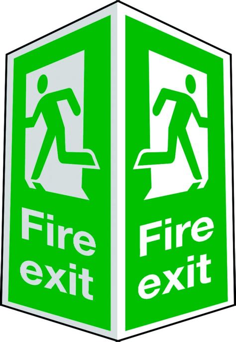 Projecting Two Sided Fire Exit Sign In Photoluminescent Plastic Sign Stocksigns