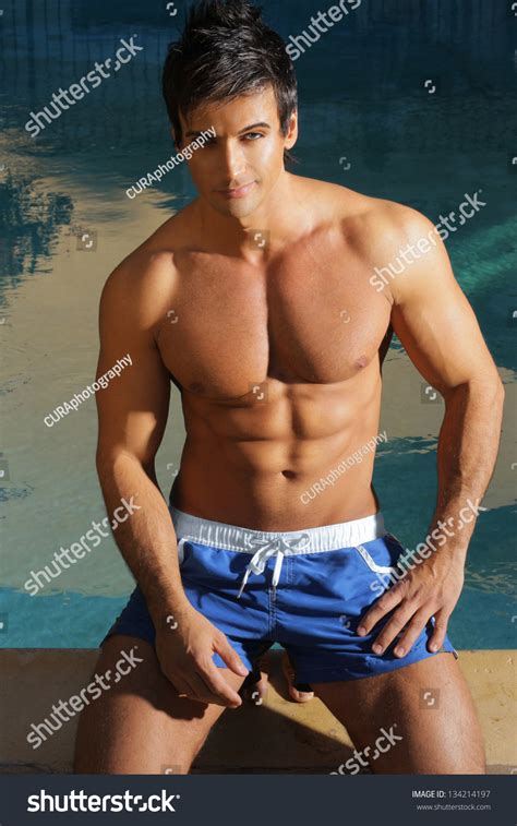 Hot Sexy Guy Swim Trunks Pool Stock Photo Shutterstock