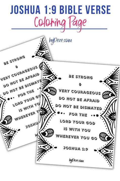 Be Strong Courageous Free Printable Joshua 1 9 Coloring Page