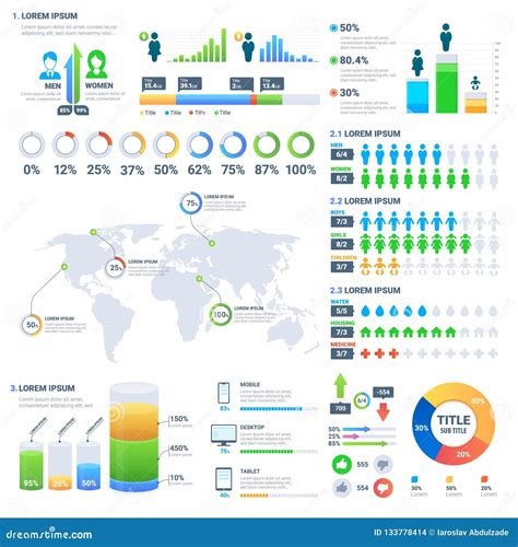 Graphic Charts Infographic Statistic Bars And Diagrams For Data