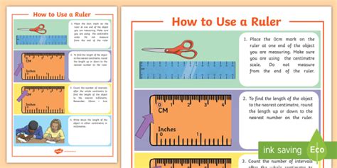 Measuring Length How To Use A Ruler A4 Display Poster