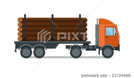 Timber Wood Truck Vector Illustration Isolated Stock Illustration