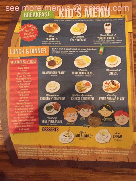 Online Menu Of Cracker Barrel Old Country Store Restaurant Gonzales