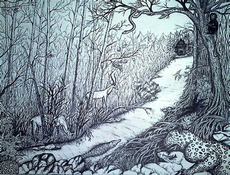 Forest- Pen and Ink Drawing by Preetha Jayachandran - Fine Art America