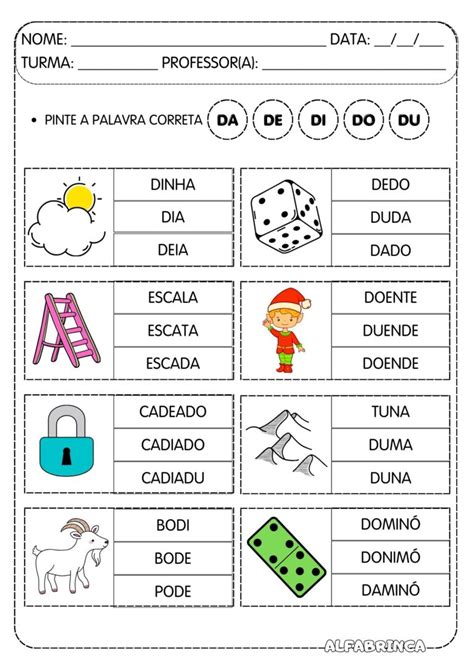 Palavra Com Da De Di Do Du - Atividades com a família silábica da letra D – DA DE DI DO DU ...