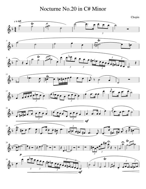 Chopin Nocturne No 20 In C Minor Sheet Music For Piano Solo Easy