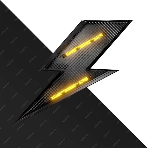 Premium PSD | A black and white image of a lightning bolt with yellow ...