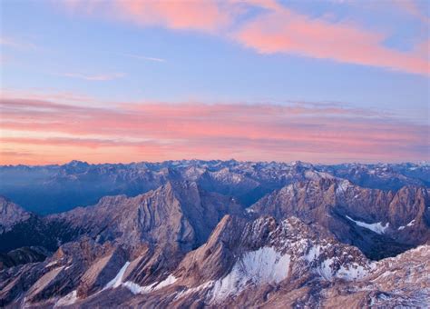 Seeing the sunrise in the Alps from Zugszpitze mountain