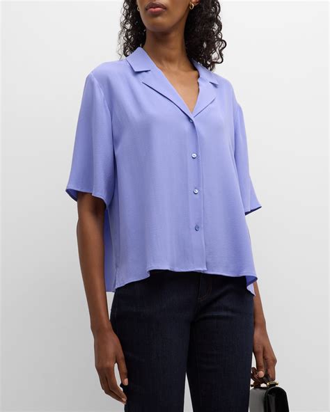 Blue Silk Blouse Neiman Marcus