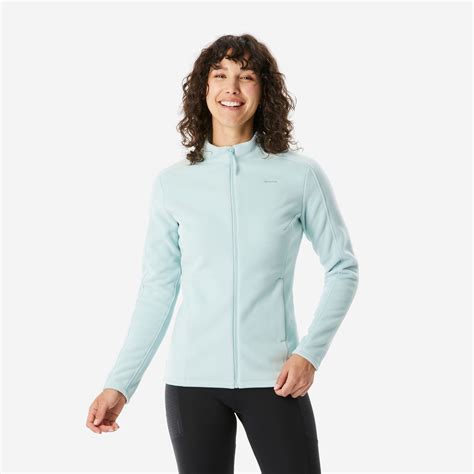 Veste de randonnée zippée en polaire femme MH 500 Jade pâle