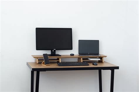 Stand Dual Monitor, Dual Monitor Desk, Wooden Dual Monitor, Dual ...