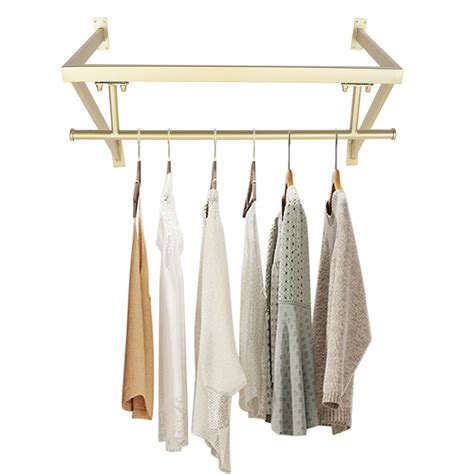 Yiyibyus Clothes Display Rack Gold Hanging Garment Bar Wall Mounted