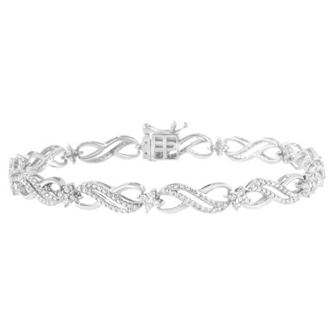 Sterling Silver Prong Set Diamond Accent Infinity Weave Link