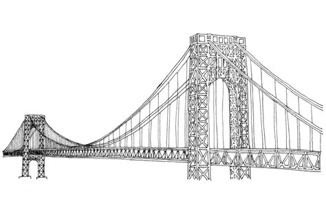 George Washington Bridge, GWB, NYC Landmark, New York City, Hand Drawn ...