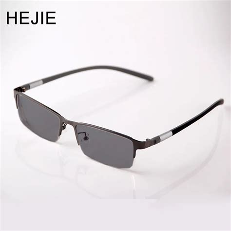 Hejie Men Metal Photochromic Reading Glasses Half Rim Anti Scratch Coating Lens Diopter 0 25 0