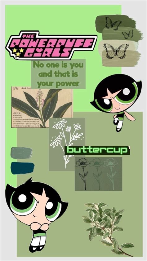 the powerpuff character is depicted in this graphic art work, which includes an image of