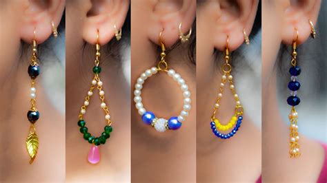 Easy Pearl Crystal Earring Design Diy Min Craft Hand Made