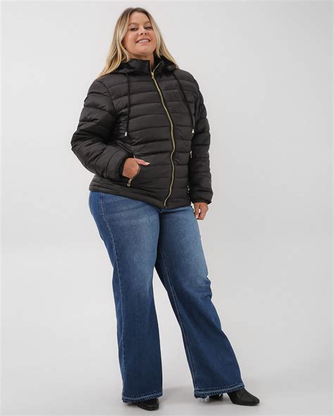 Riachuelo Jaqueta Plus Size Feminina Puffer Capuz Z Per Preta