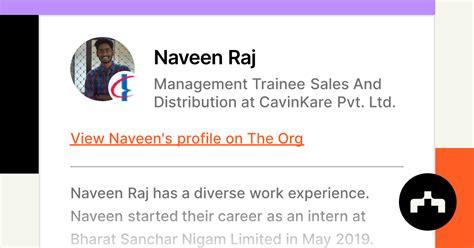 Naveen Raj Management Trainee Sales And Distribution At Cavinkare Pvt